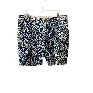 Lilly Pulitzer Womens Blue & White Patterned Shorts Button Closure size 14